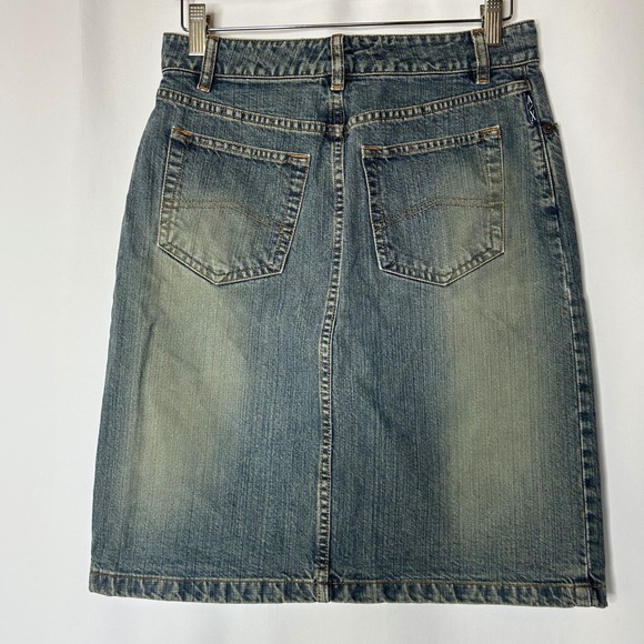 Armani Exchange A|X Jean Skirt  Size 4 Front Slit Denim Blue Midi Womens - Picture 5 of 8